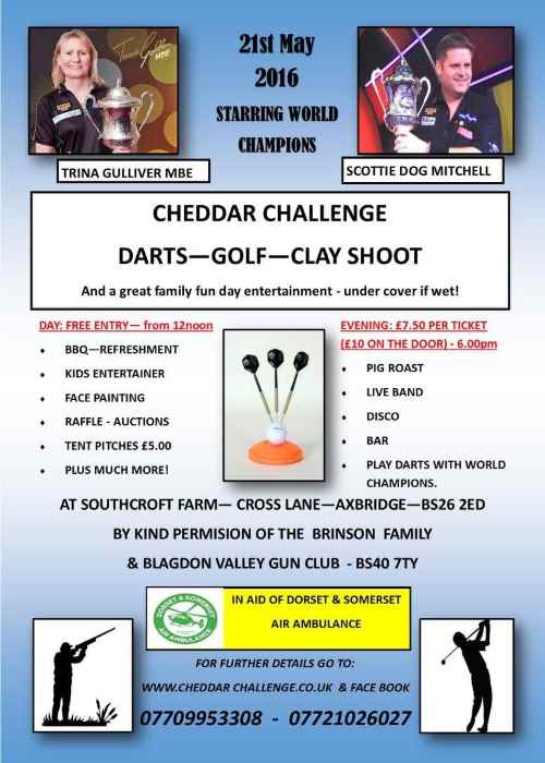 Cheddar Challenge Darts Golf and Clay Shoot Poster